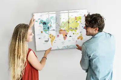 Schreib-Magnettafel mit Motiv Tier-Weltkarte
