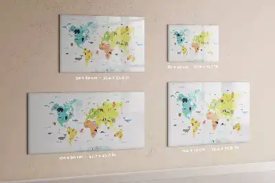 Schreib-Magnettafel mit Motiv Tier-Weltkarte