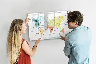 Schreib-Magnettafel mit Motiv Tier-Weltkarte
