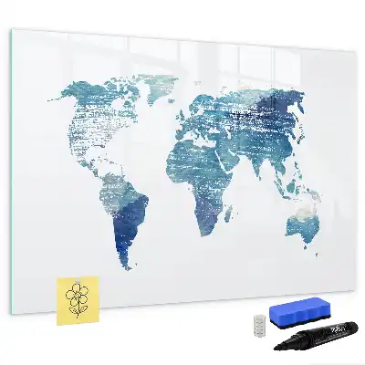 Beschreibbare Magnettafel in Form einer Weltkarte