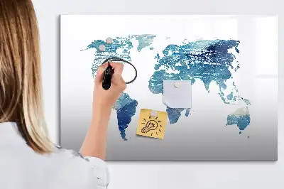 Beschreibbare Magnettafel in Form einer Weltkarte
