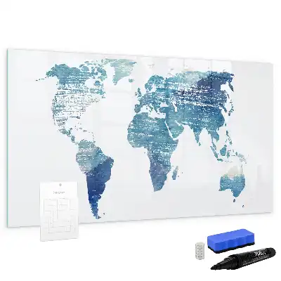 Beschreibbare Magnettafel in Form einer Weltkarte