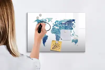 Beschreibbare Magnettafel in Form einer Weltkarte