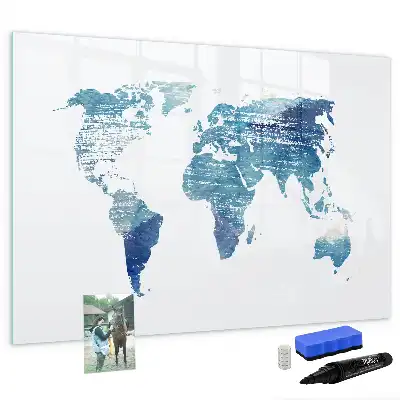 Beschreibbare Magnettafel in Form einer Weltkarte