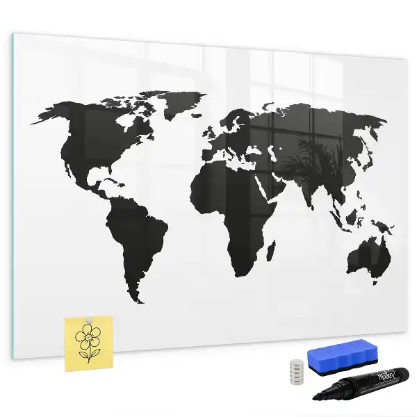 Magnetische Weltkarte schwarze Ausführung zum Beschreiben