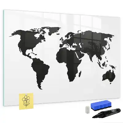 Magnetische Weltkarte schwarze Ausführung zum Beschreiben
