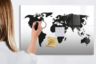 Magnetische Weltkarte schwarze Ausführung zum Beschreiben