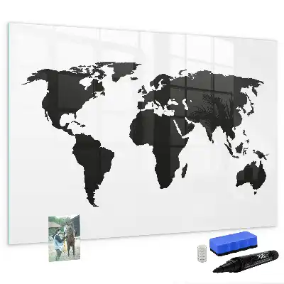 Magnetische Weltkarte schwarze Ausführung zum Beschreiben