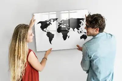Magnetische Weltkarte schwarze Ausführung zum Beschreiben