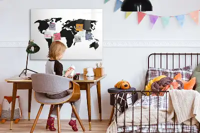 Magnetische Weltkarte schwarze Ausführung zum Beschreiben