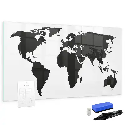 Magnetische Weltkarte schwarze Ausführung zum Beschreiben