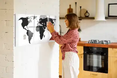 Magnetische Weltkarte schwarze Ausführung zum Beschreiben