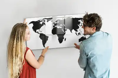 Magnetische Weltkarte schwarze Ausführung zum Beschreiben