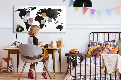 Magnetische Weltkarte schwarze Ausführung zum Beschreiben