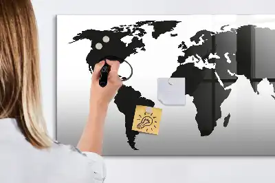 Magnetische Weltkarte schwarze Ausführung zum Beschreiben