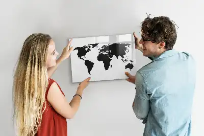 Magnetische Weltkarte schwarze Ausführung zum Beschreiben