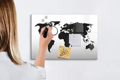 Magnetische Weltkarte schwarze Ausführung zum Beschreiben