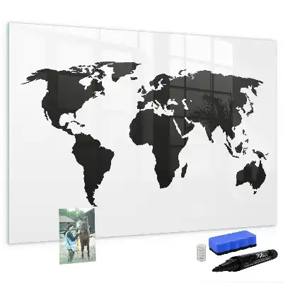 Magnetische Weltkarte schwarze Ausführung zum Beschreiben