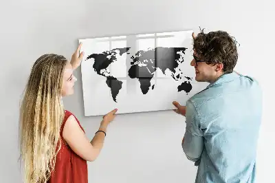 Magnetische Weltkarte schwarze Ausführung zum Beschreiben