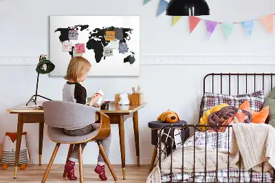 Magnetische Weltkarte schwarze Ausführung zum Beschreiben