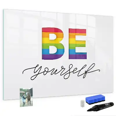 Schreib-Magnettafel mit Spruch Sei du selbst