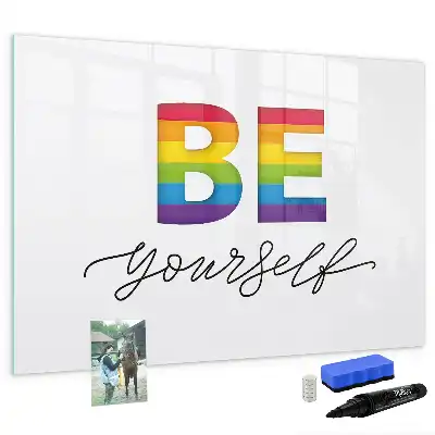 Schreib-Magnettafel mit Spruch Sei du selbst