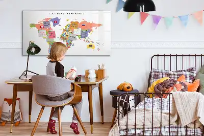 Beschreibbare Magnettafel mit Flaggen-Motiv