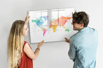 Schreib-Magnettafel im Design einer Aquarell-Weltkarte