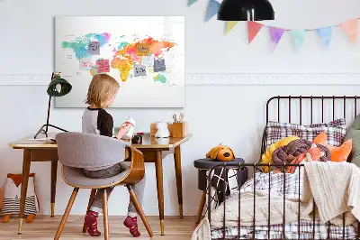 Schreib-Magnettafel im Design einer Aquarell-Weltkarte