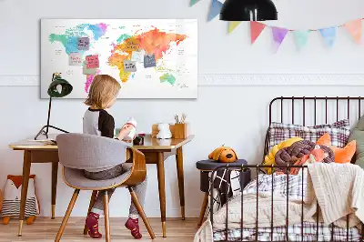 Schreib-Magnettafel im Design einer Aquarell-Weltkarte