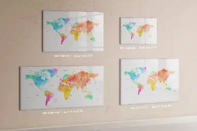 Schreib-Magnettafel im Design einer Aquarell-Weltkarte