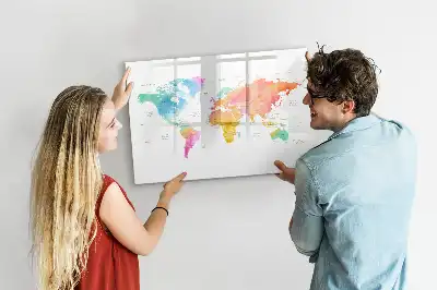 Schreib-Magnettafel im Design einer Aquarell-Weltkarte