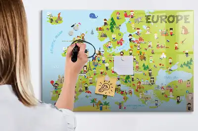 Schreib-Magnettafel mit Weltkarte und Flaggen
