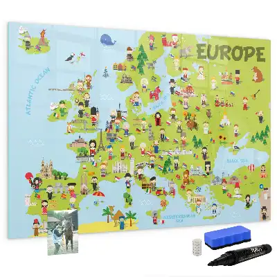 Schreib-Magnettafel mit Weltkarte und Flaggen