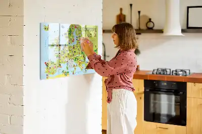 Schreib-Magnettafel mit Weltkarte und Flaggen