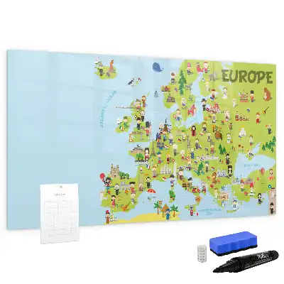 Schreib-Magnettafel mit Weltkarte und Flaggen