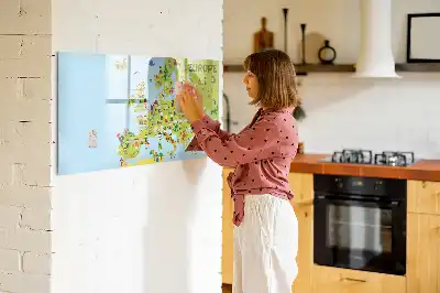 Schreib-Magnettafel mit Weltkarte und Flaggen