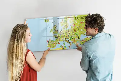 Schreib-Magnettafel mit Weltkarte und Flaggen