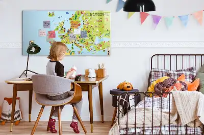 Schreib-Magnettafel mit Weltkarte und Flaggen