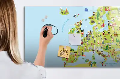 Schreib-Magnettafel mit Weltkarte und Flaggen
