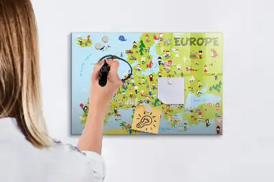 Schreib-Magnettafel mit Weltkarte und Flaggen