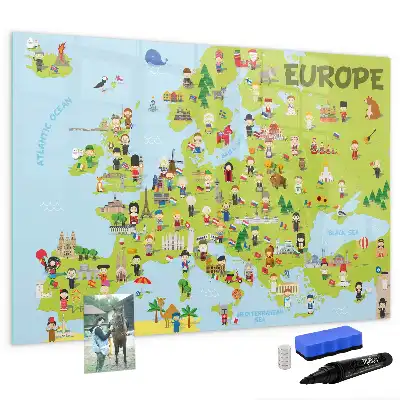 Schreib-Magnettafel mit Weltkarte und Flaggen