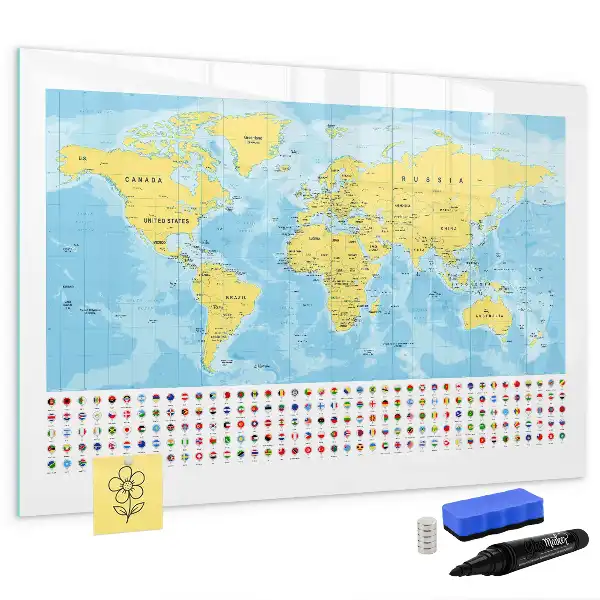 Beschreibbare Magnettafel in Weltkartenoptik