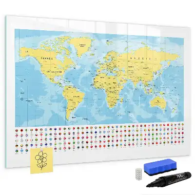 Beschreibbare Magnettafel in Weltkartenoptik