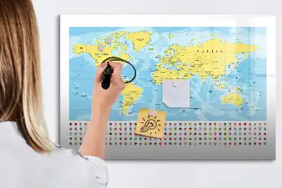 Beschreibbare Magnettafel in Weltkartenoptik