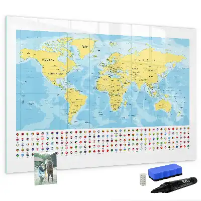 Beschreibbare Magnettafel in Weltkartenoptik