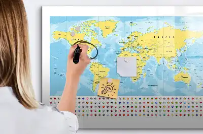 Beschreibbare Magnettafel in Weltkartenoptik