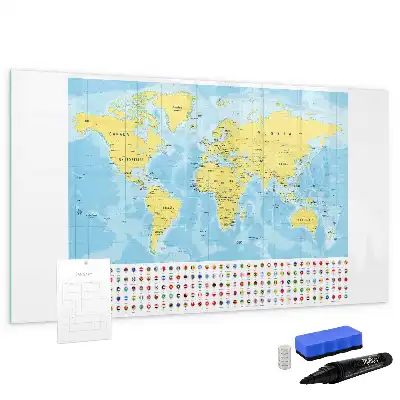Beschreibbare Magnettafel in Weltkartenoptik