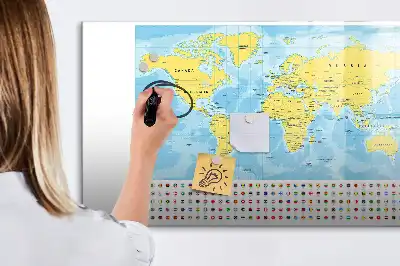 Beschreibbare Magnettafel in Weltkartenoptik