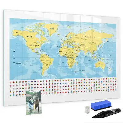 Beschreibbare Magnettafel in Weltkartenoptik